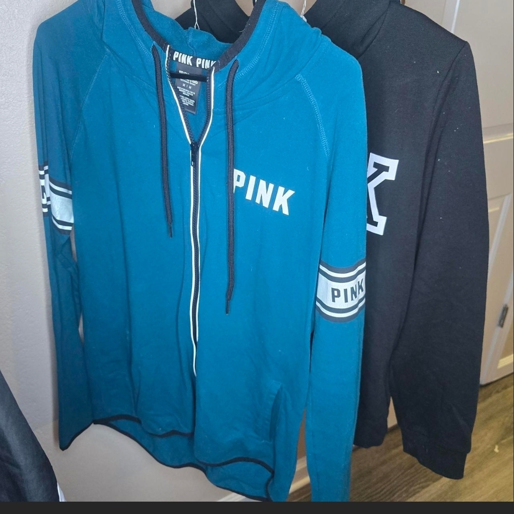 SOLD On DEPOP Blue and Black PINK Hoodies